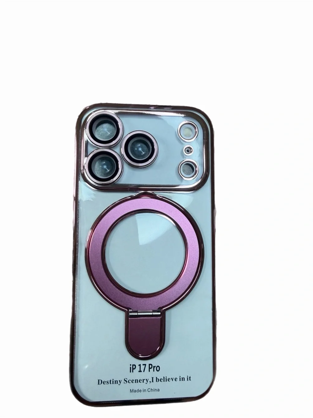 iP 17 Pro Pink Protective Phone Case with Ring Stand